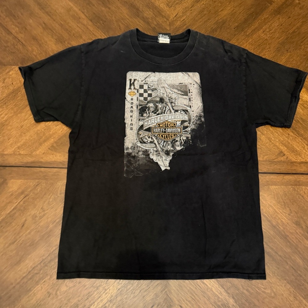 Vintage 2008 Harley-Davidson Road King T-Shirt Mens Large Springfield IL Black
